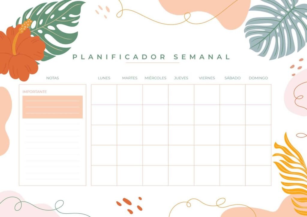 Pizarra imantada Planner Semanal Tropical