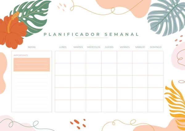 Pizarra imantada Planner Semanal Tropical