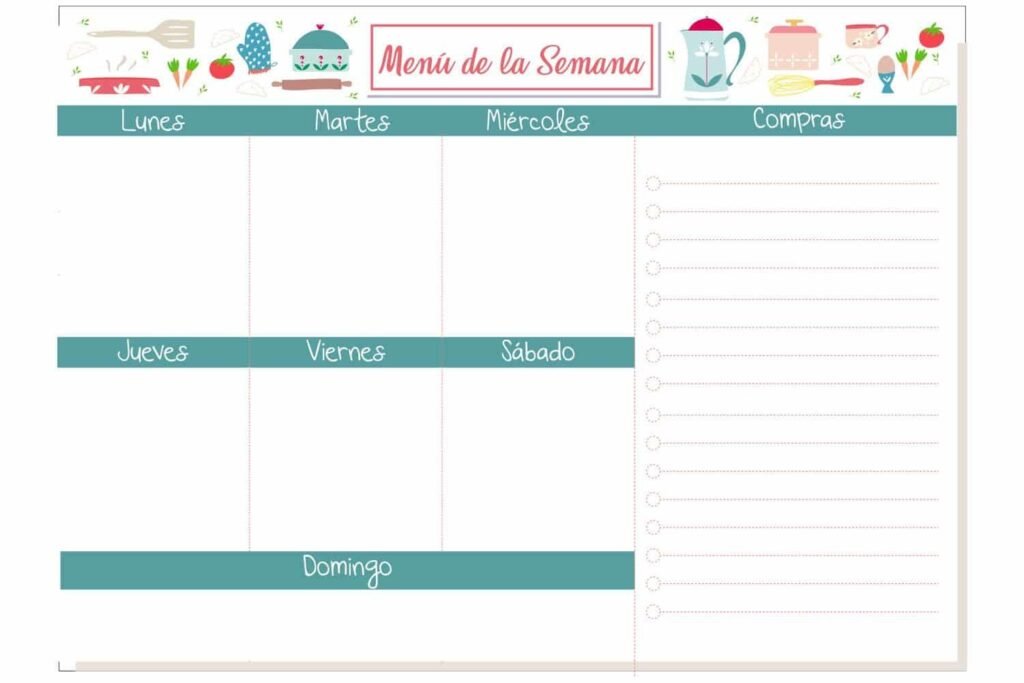 Pizarra imantada Menú de la semana compras