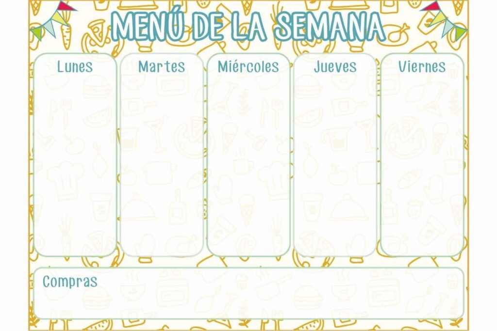 Pizarra imantada Menú de la semana